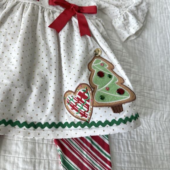 Bonnie Baby 2pc‎ Long Sleeve CHRISTMAS Top & Pants Toddler Girl 18m Boutique - Picture 2 of 4